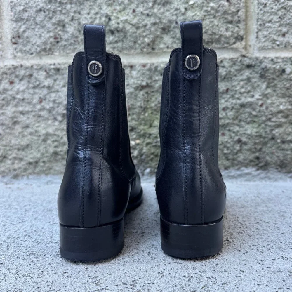 FRYE Melissa Chelsea Boots Womens 7 Black Ankle Boot Italian Leather Bootie - Picture 5 of 13